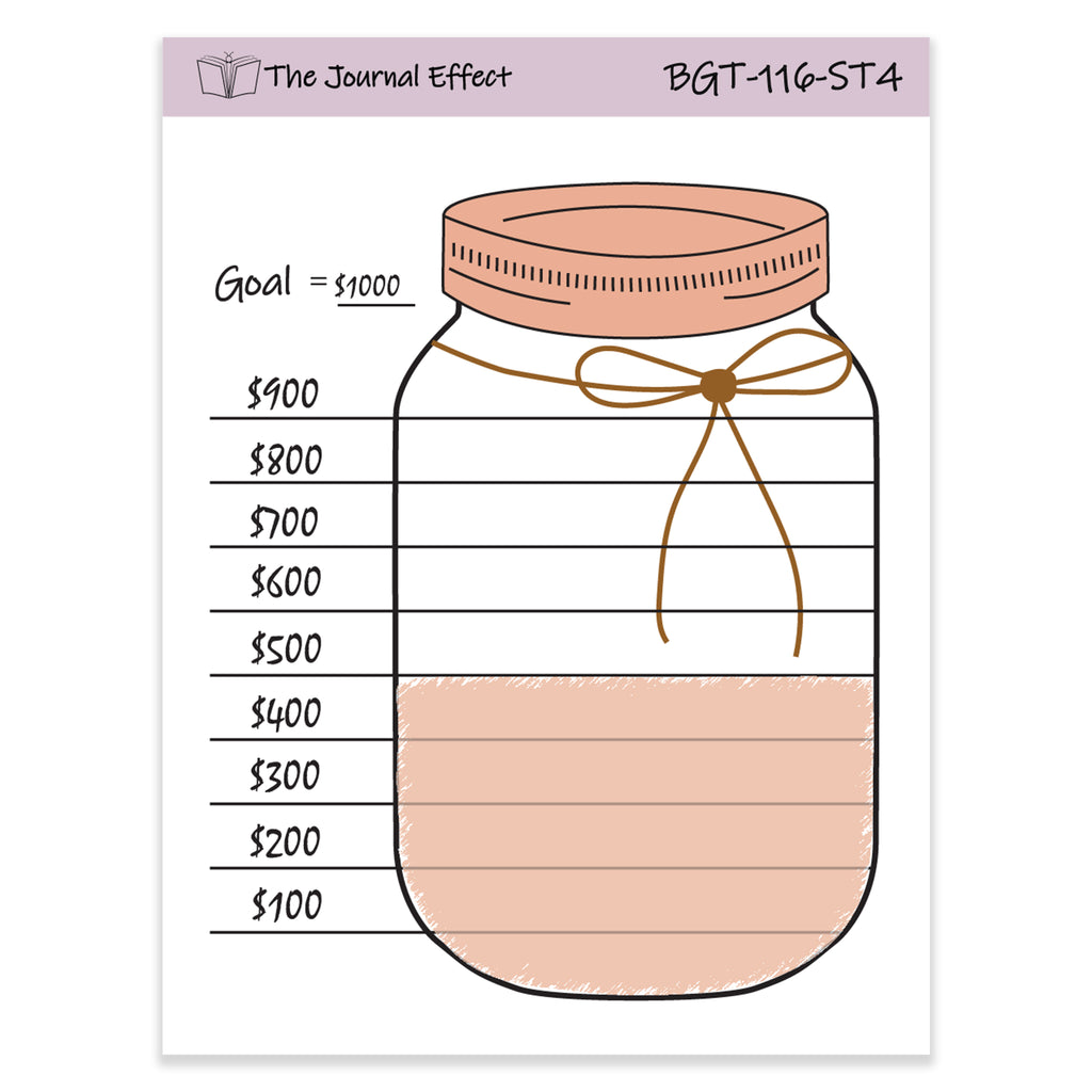 Line Mason Jar Savings Trackers Sticker – The Journal Effect