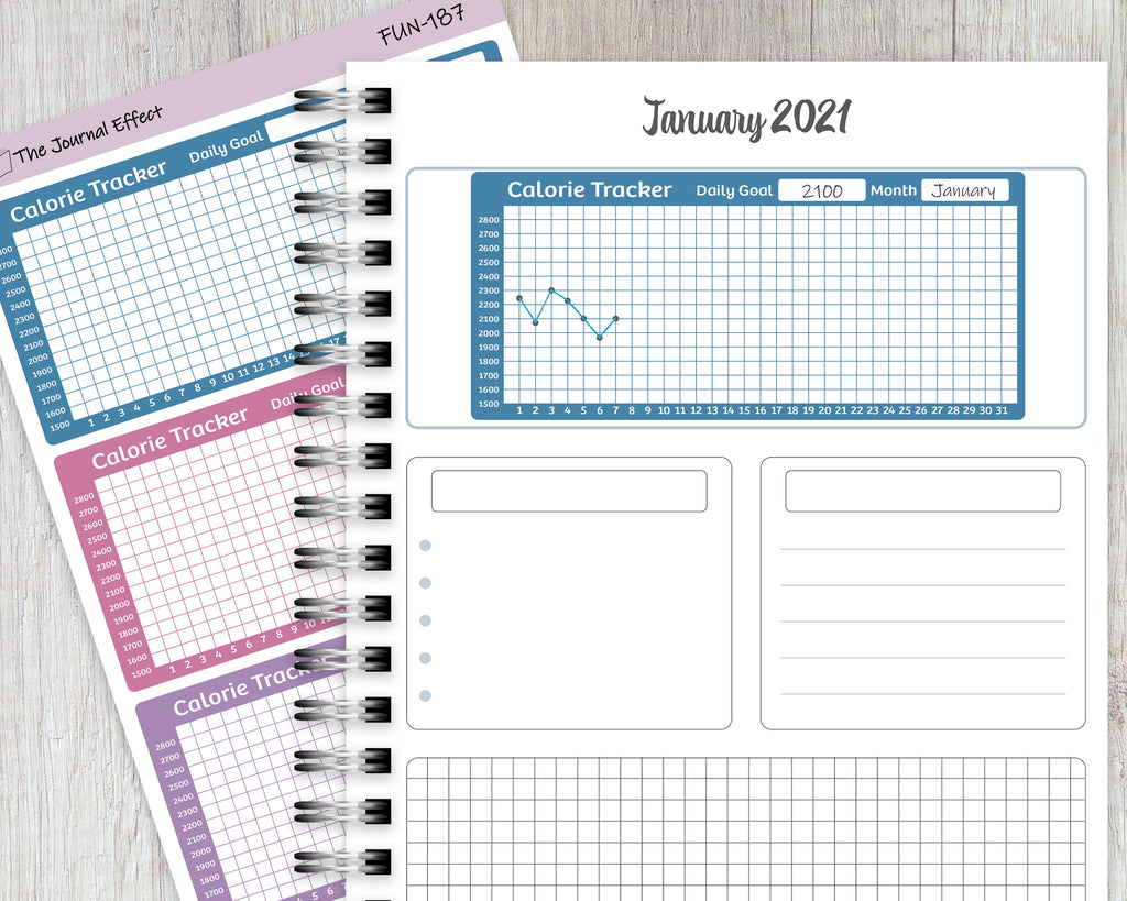 Calorie Tracker, Printable Calories Journal, Daily Weekly Calorie
